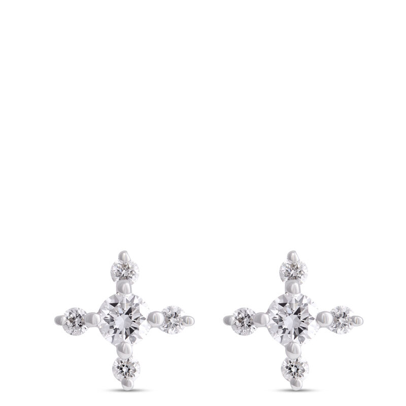 Diamond Cluster Studs, 14K White Gold image number 0