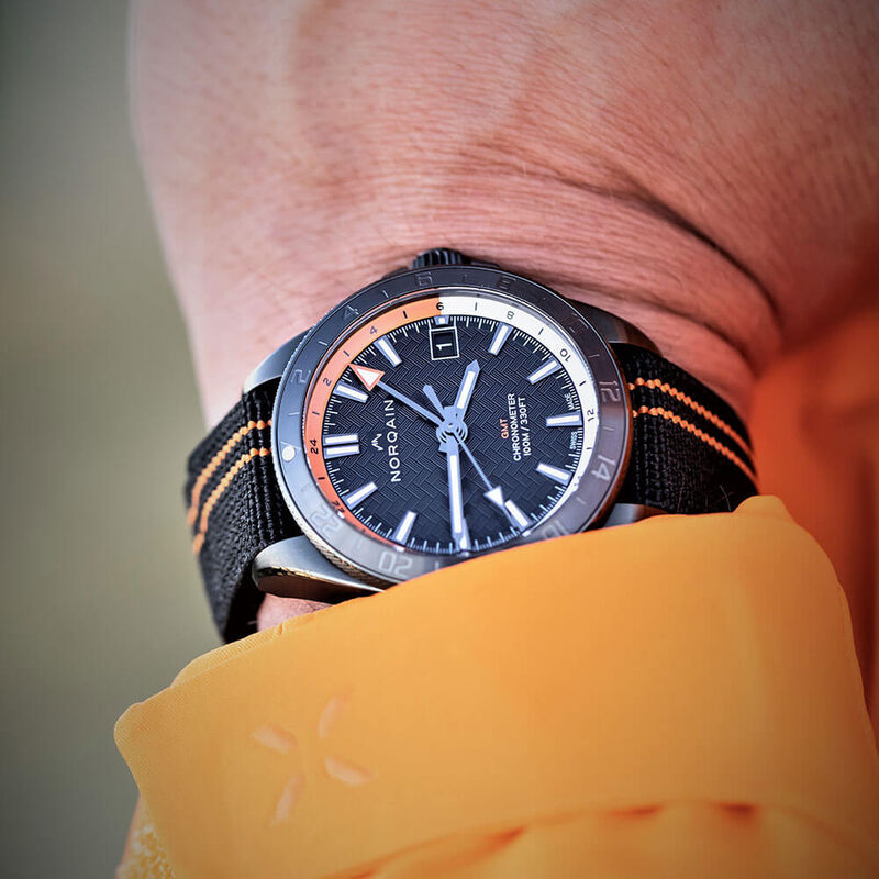 Norqain Adventure NEVEREST GMT Orange NATO Rubber Watch, 41mm image number 3
