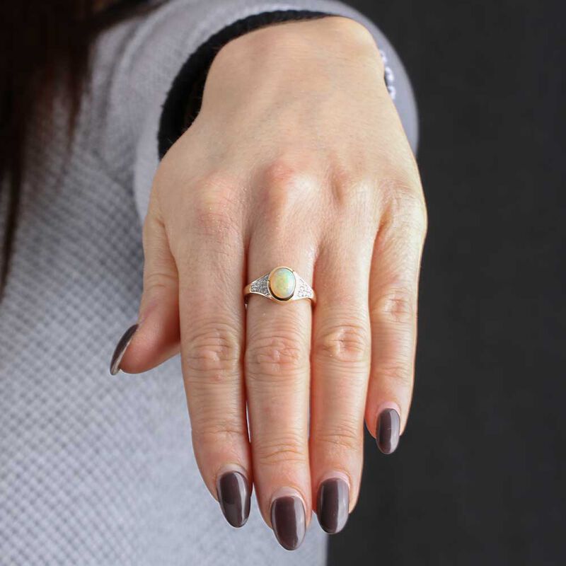 Opal & Diamond Fashion Ring 14K image number 2