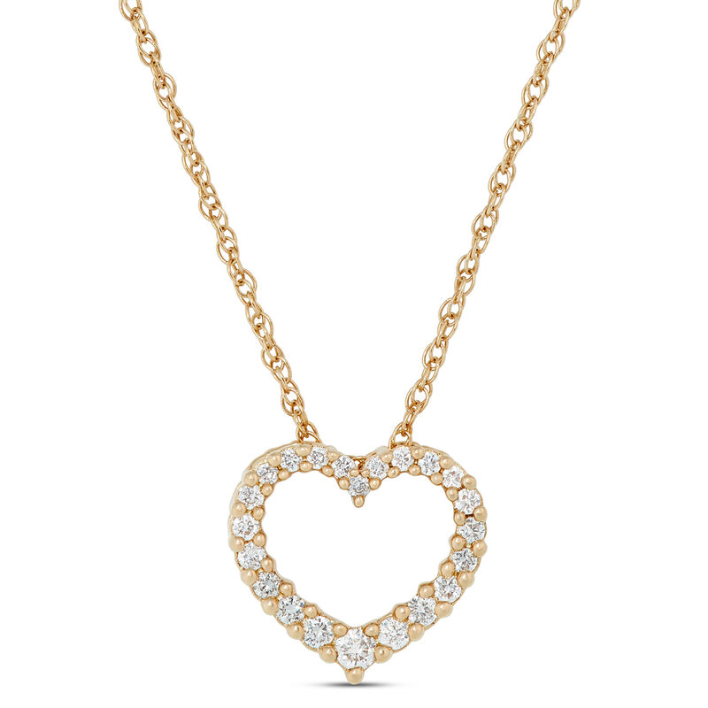 Heart Shaped Diamond Pendant Necklace, 14K Yellow Gold image number 0