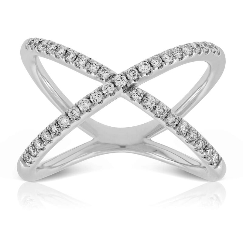 Diamond Crossover Ring 14K image number 0