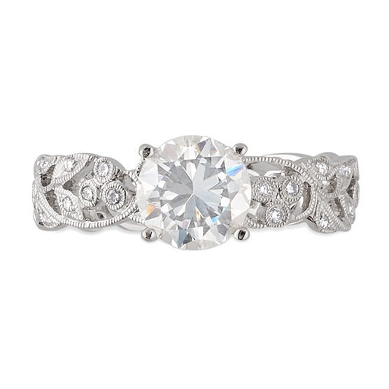 Floral Diamond Engagement Ring 14K
