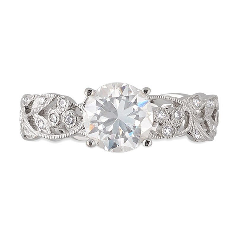 Floral Diamond Engagement Ring 14K image number 1