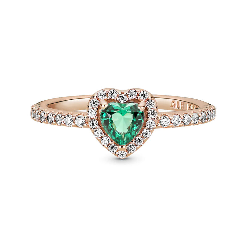 Pandora Sparkling Elevated Green Crystal Heart & CZ Ring image number 2