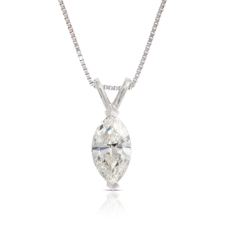 Marquise Diamond Solitaire Pendant 14K, 3/4 ct. image number 1