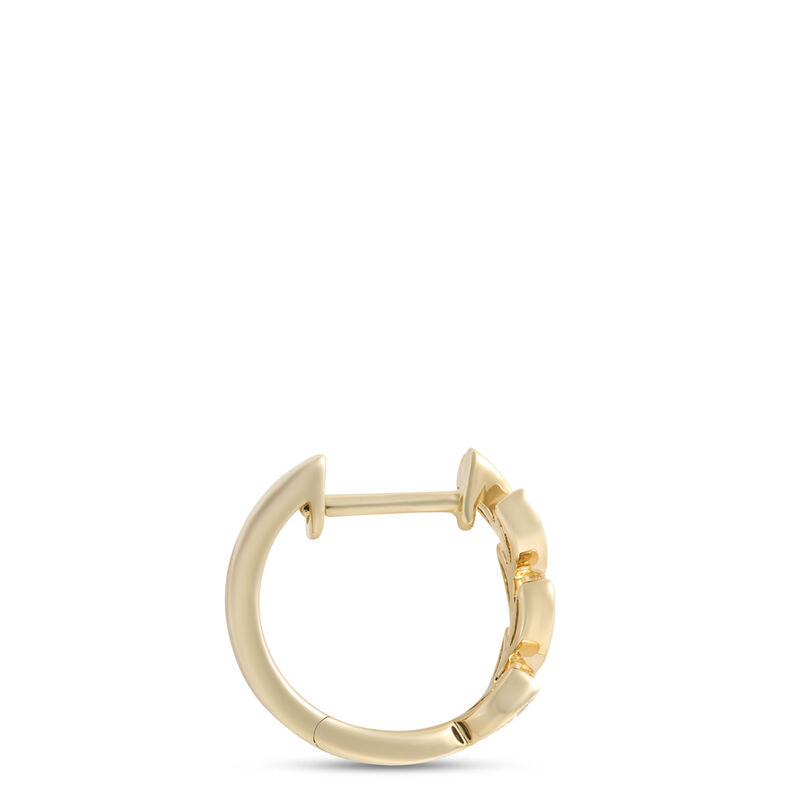 Leaf Shaped Hoops with Diamonds, 14K Yellow Gold image number 1