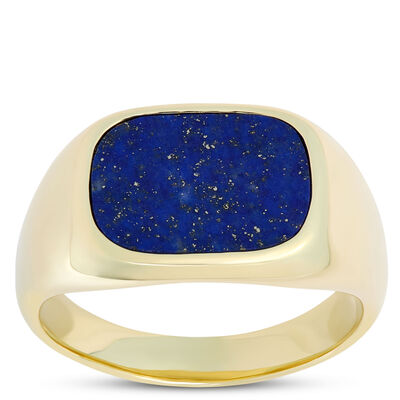 Cushion Lapis Ring, 14K Yellow Gold