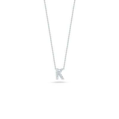 Roberto Coin 18k White Gold Tiny Treasures Diamond Love Letter “K” Necklace