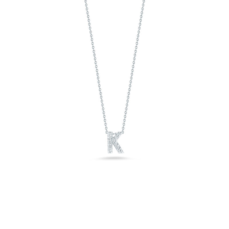 Roberto Coin 18k White Gold Tiny Treasures Diamond Love Letter &ldquo;K&rdquo; Necklace image number 0