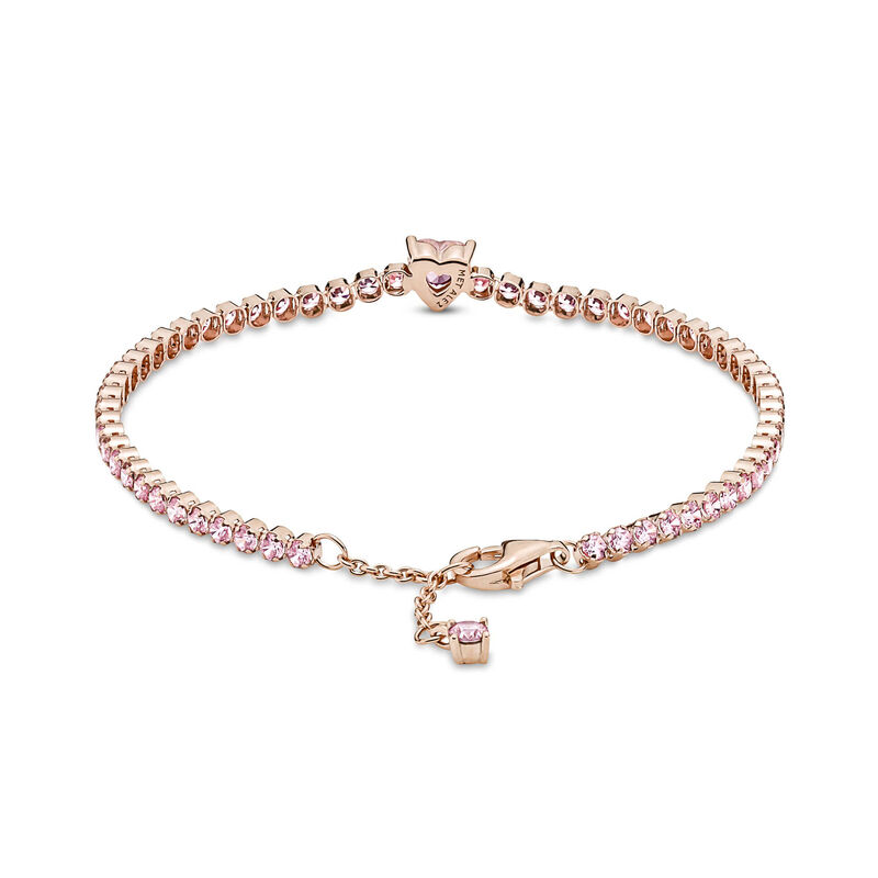 Pandora Sparkling Pavé Pink Heart Crystal Tennis Bracelet image number 3
