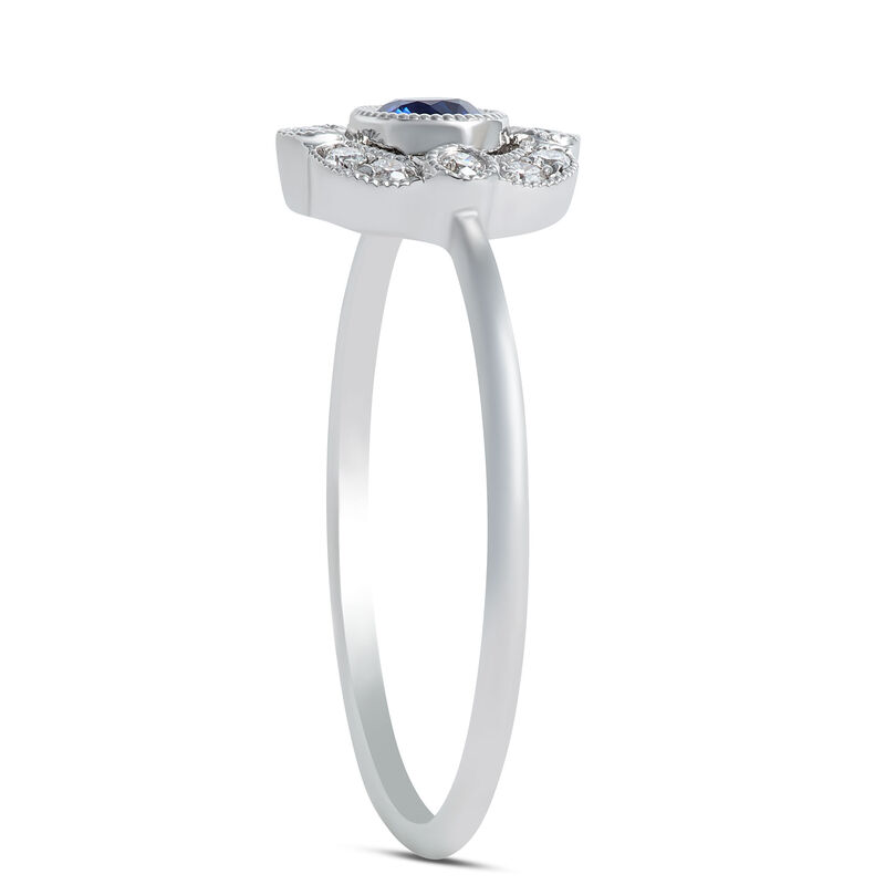 Round Sapphire and Diamond Ring, 14K White Gold image number 1
