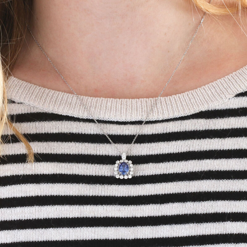 Sapphire & Diamond Necklace 14K image number 1