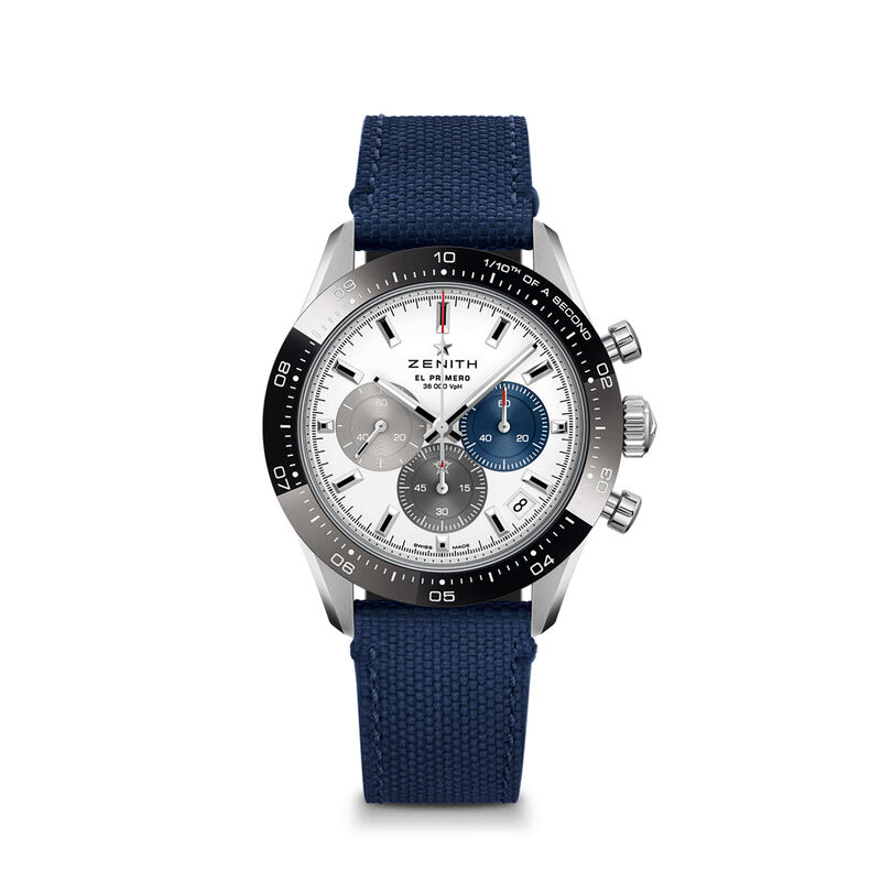Zenith CHRONOMASTER Sport Watch White Dial Blue Rubber Strap, 41mm image number 1