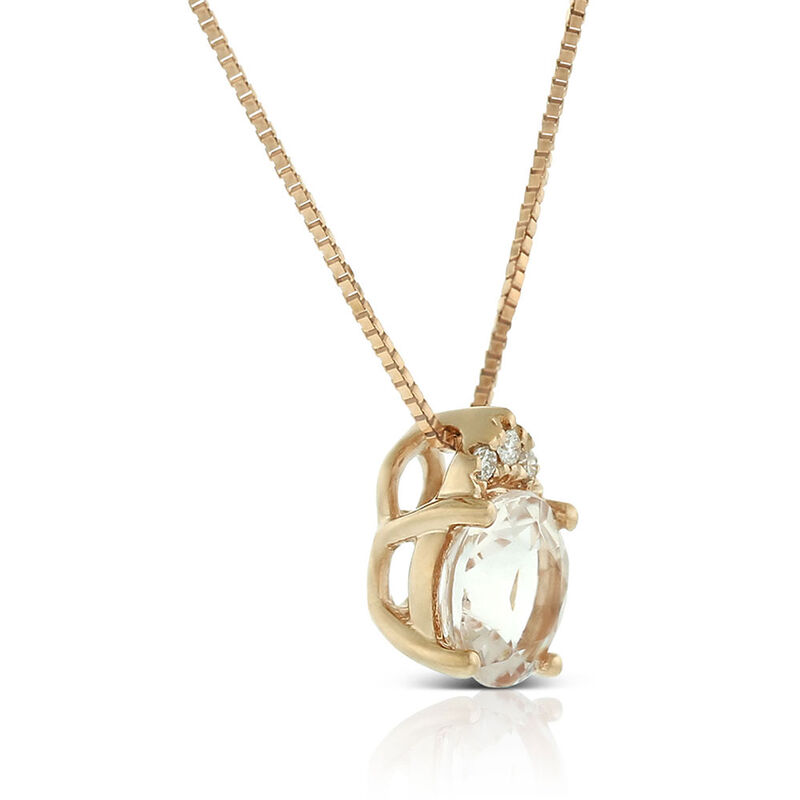 Rose Gold Morganite & Diamond Necklace 14K image number 1