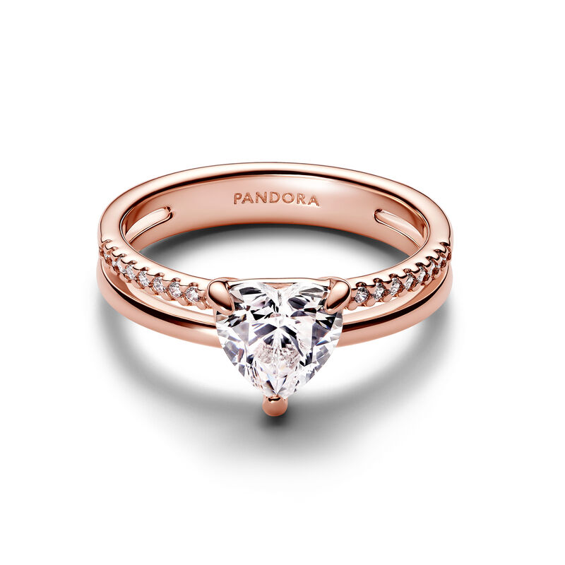 Pandora Double Band Heart Ring image number 2