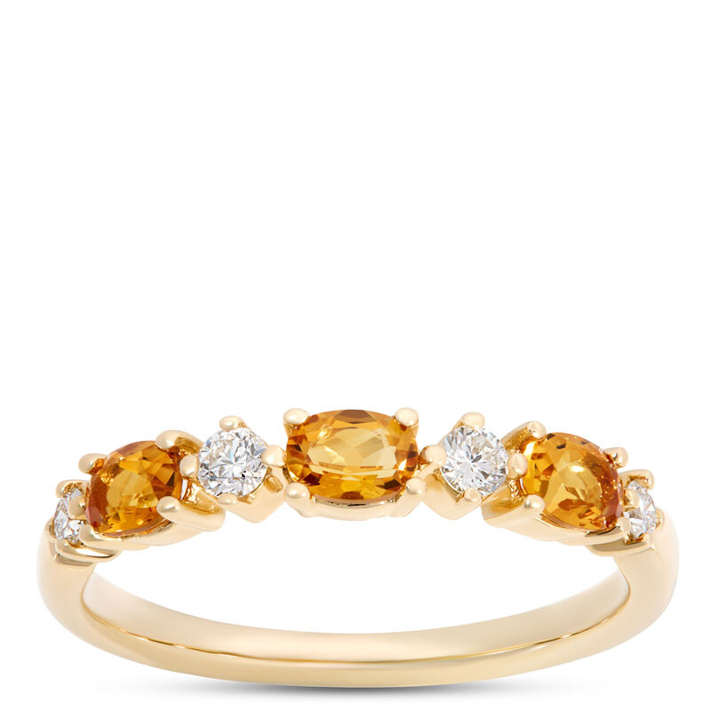 Oval Citrine and Round Diamond Ring, 14K Yellow Gold image number 0