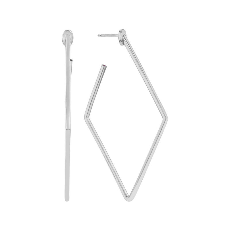 Roberto Coin Square Hoop Earrings 18K White Gold, 30mm image number 0