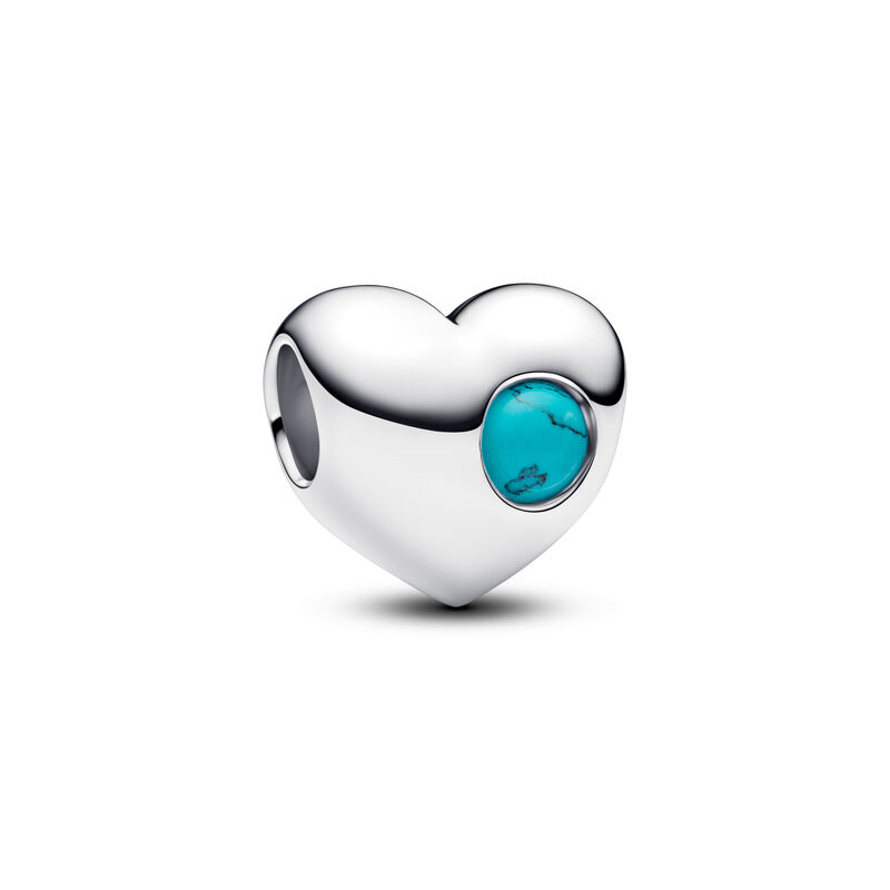 Pandora Engravable Turquoise Blue Stone Heart Charm image number 0