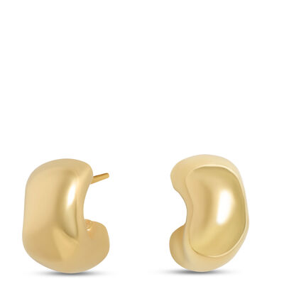 Toscano Small Half Hoops with Posts, 14K Yellow Gold