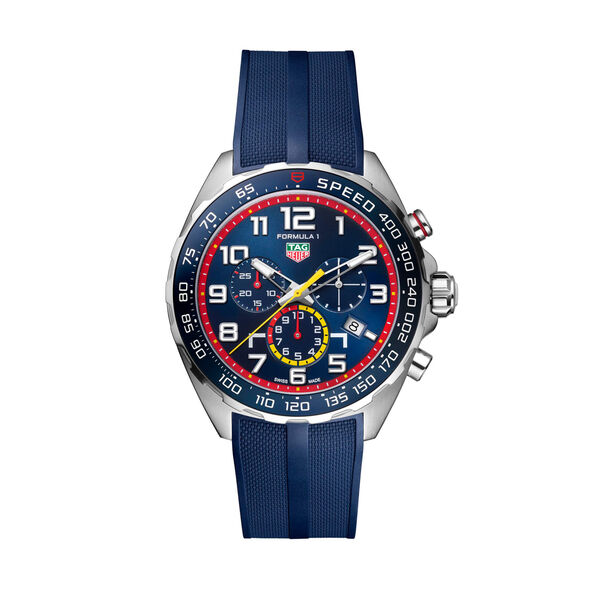 TAG Heuer Formula 1 Red Bull Racing Watch Blue Dial Blue Rubber Strap, 43mm