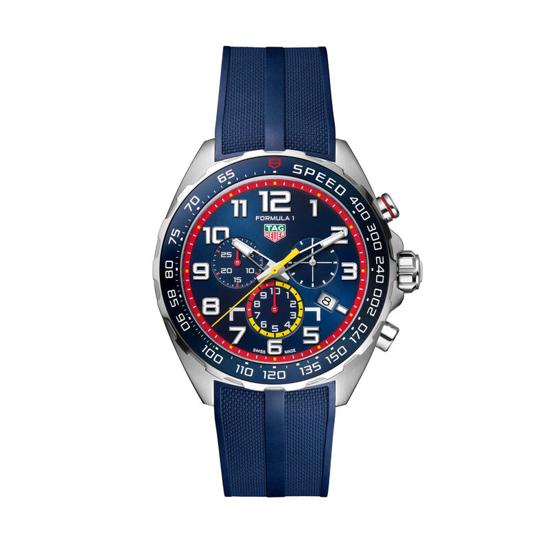 TAG Heuer Formula 1 Red Bull Racing Watch Blue Dial Blue Rubber Strap, 43mm image number 1