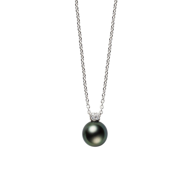 Mikimoto Black South Sea Cultured Pearl & Diamond Necklace 18K image number 0