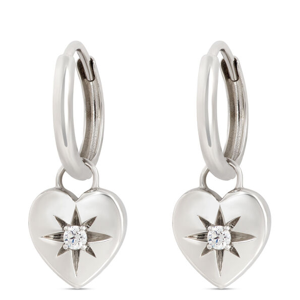 Ikuma Canadian Diamond Heart Drop Earrings, Sterling Silver