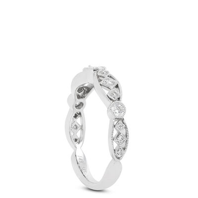 Scalloped Diamond Band, 14K White Gold