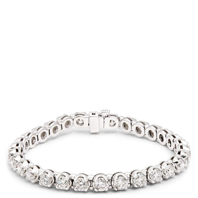 Classic Round Diamond Tennis Bracelet, 10 Total Carat Weight, 14K White Gold