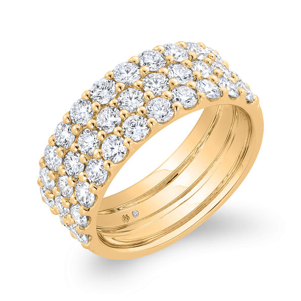 Bella Ponte Three-Row Tiger Set Diamond Bridal Ring, 14K Yellow Gold