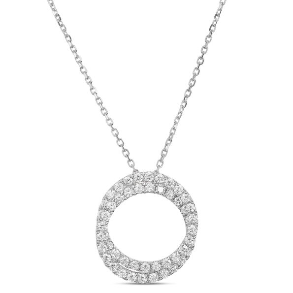 Circle Loop Crossover Diamond Necklace, 18K White Gold