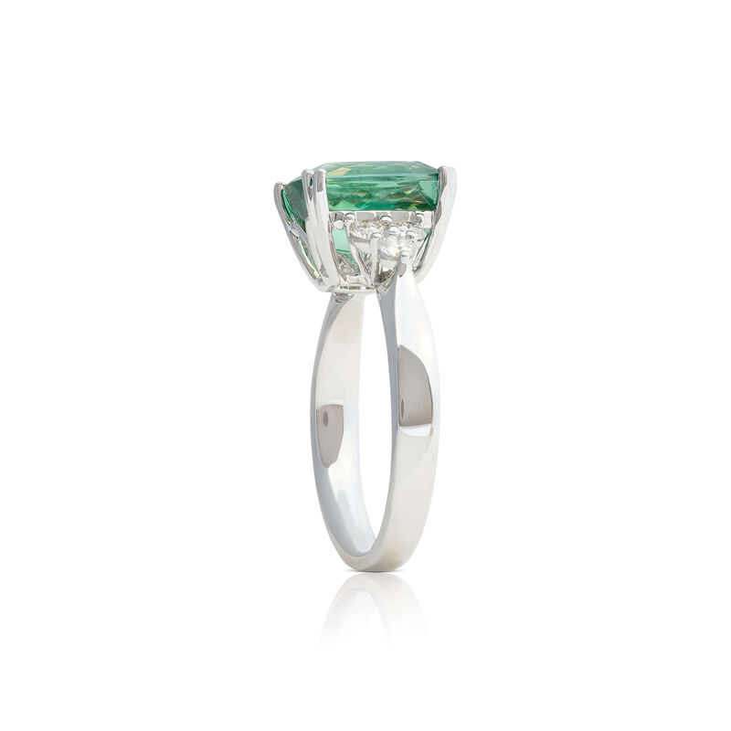 Cushion Green Tourmaline & Diamond Cluster Ring 14K image number 1