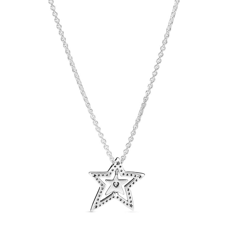 Pandora Pavé CZ Asymmetric Star Collier Necklace image number 2