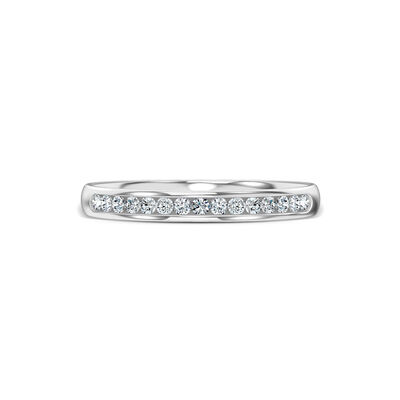 Classic Round Diamond Anniversary Band, 0.14 Carat Total Weight, 14K White Gold