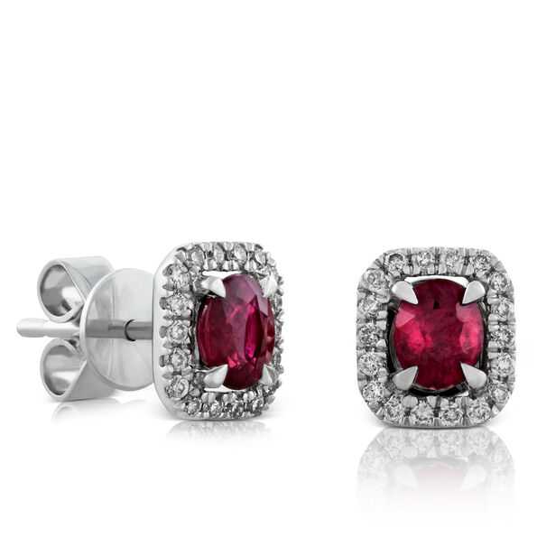 Ruby & Diamond Earrings 14K