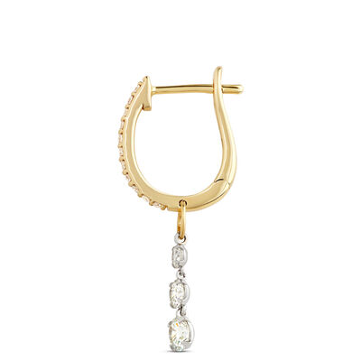Two Tone Diamond Hoops, 1 Carat Total Weight, 14K White and Yellow Gold