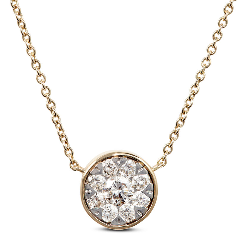 Cluster Diamond Pendant Necklace, 14K Two-Tone Gold image number 0
