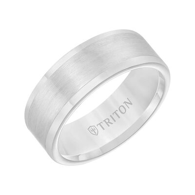 TRITON Contemporary Comfort Fit Satin Finish Band in Grey Tungsten, 8 mm&nbsp;