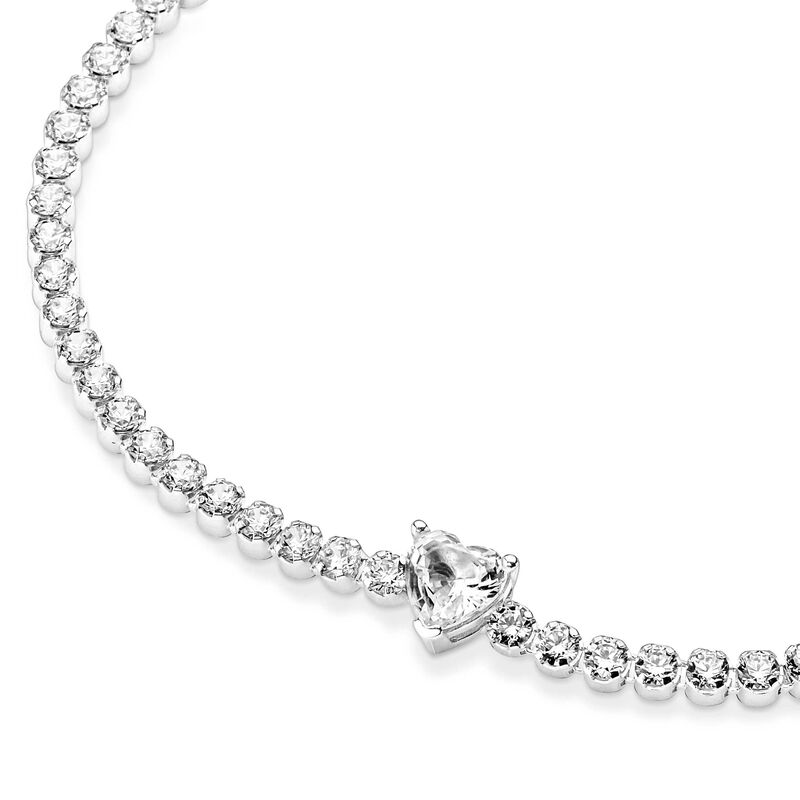 Pandora Clear Sparkling Heart CZ Tennis Bracelet image number 1