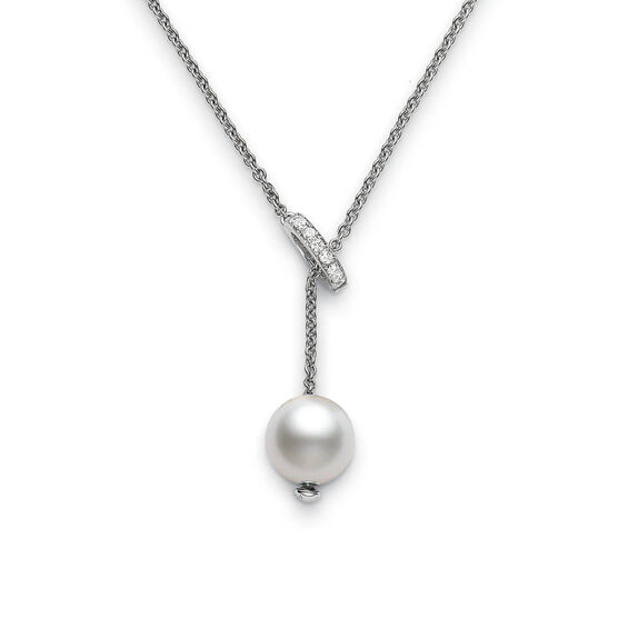 Mikimoto White South Sea Cultured Pearl & Diamond Necklace 18K