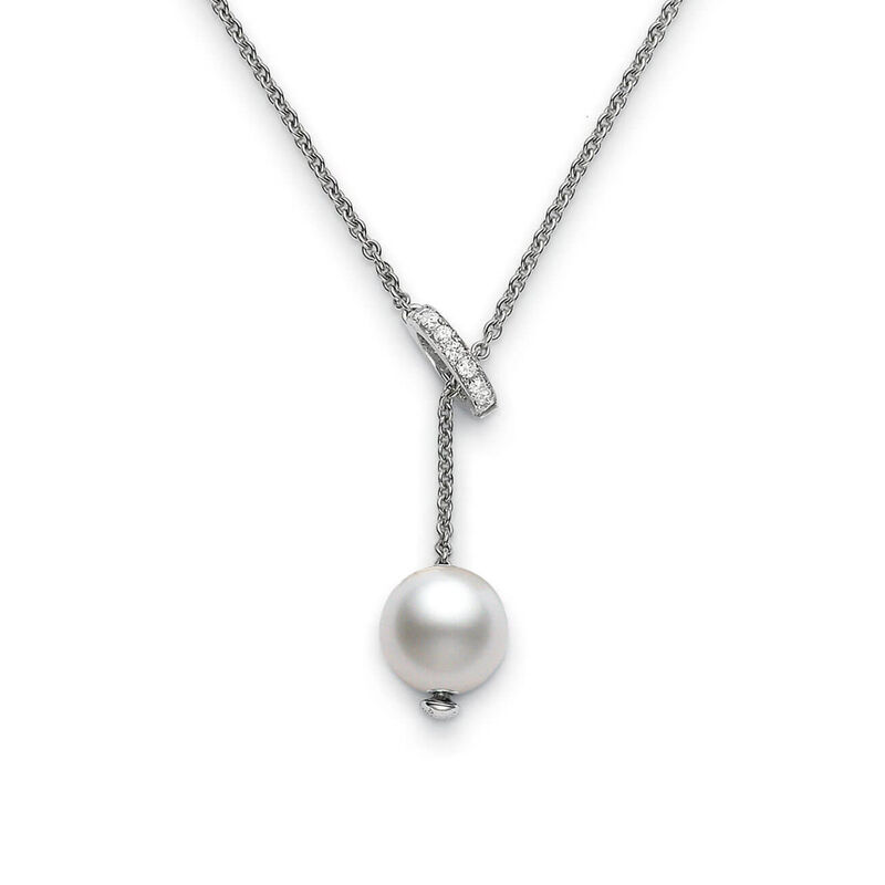 Mikimoto White South Sea Cultured Pearl & Diamond Necklace 18K image number 0
