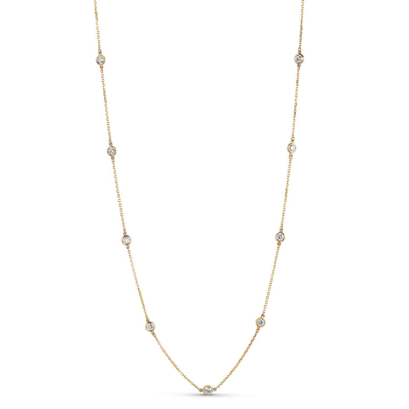 18-Inch Diamond Station Necklace, 14K Yellow Gold image number 2