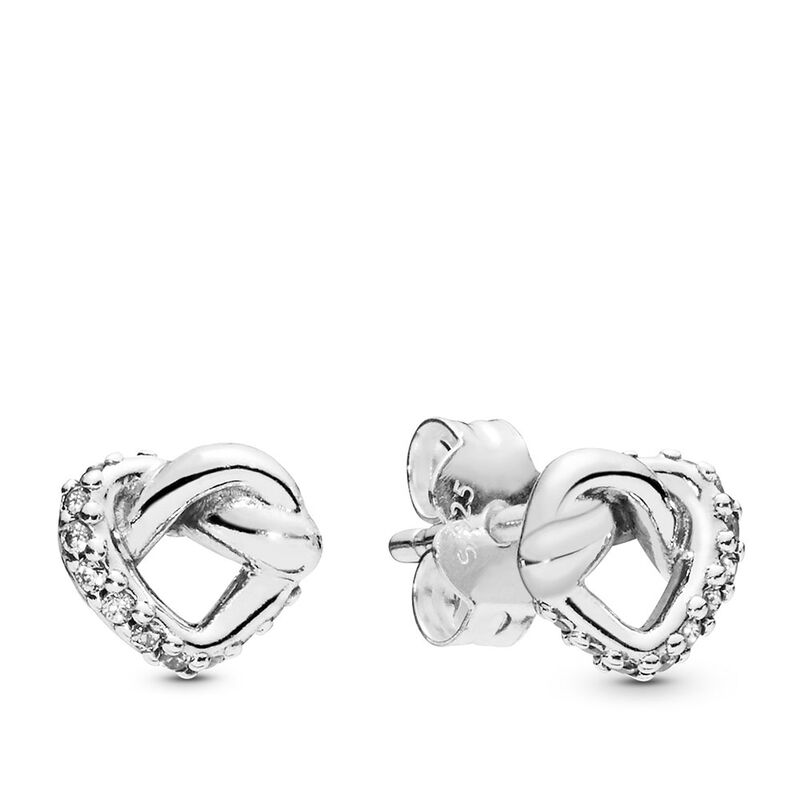 Pandora Knotted Heart Stud CZ Earrings image number 0