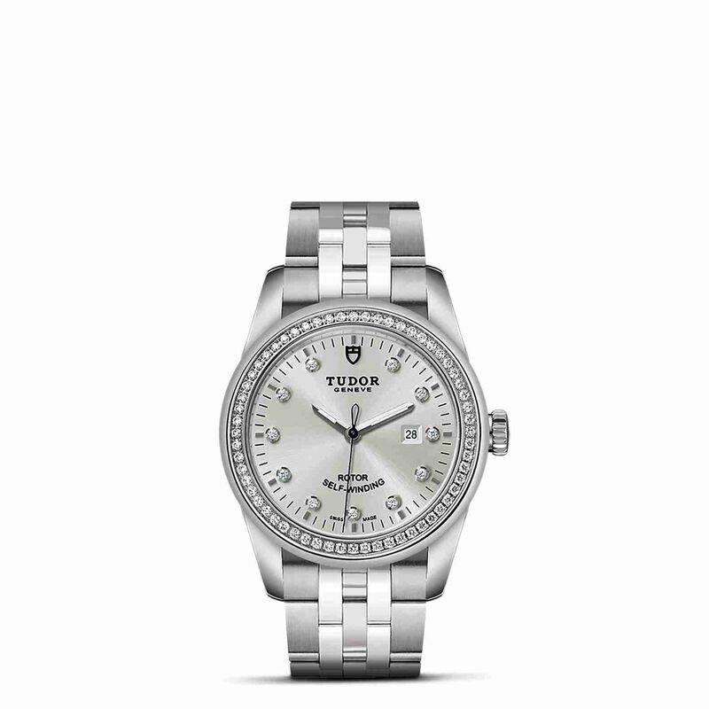 TUDOR Glamour Date Watch Silver Dial Steel Bracelet, 31mm image number 0