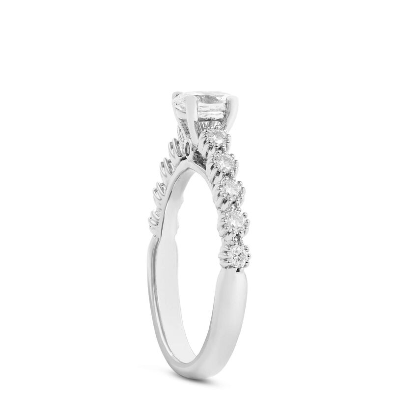 Oval and Round Engagement Ring, 14K White Gold image number 1