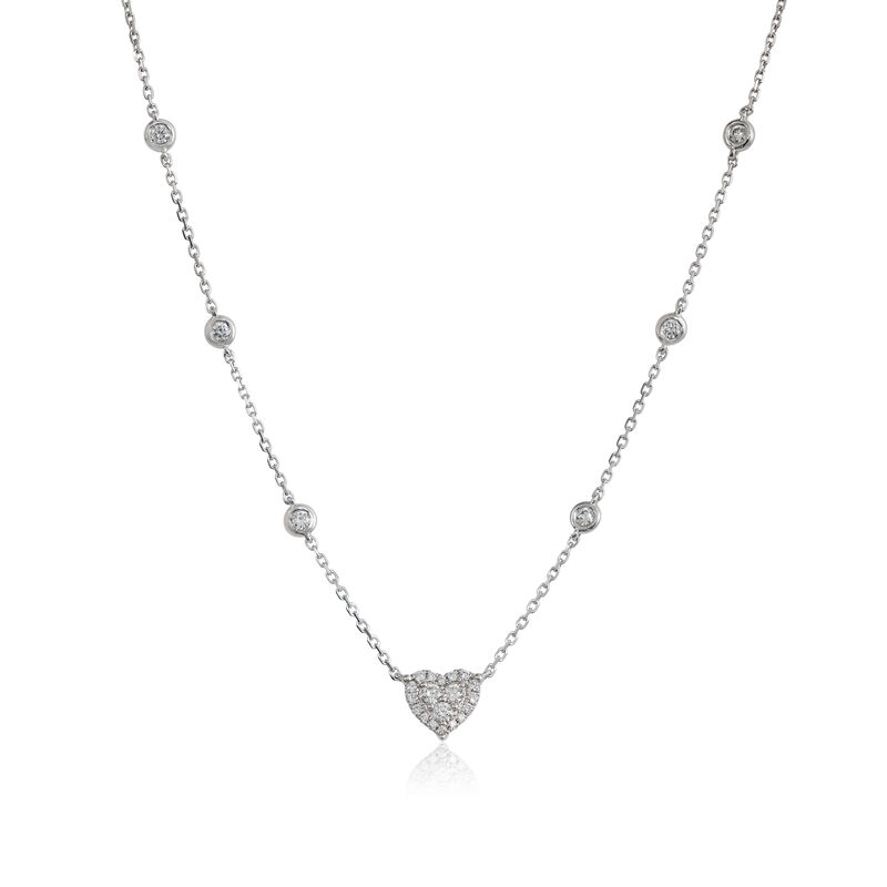 Diamond Heart Cluster Necklace 14K image number 0