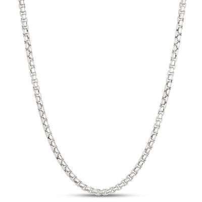 Toscano Classic Round Box Link Necklace, Sterling Silver