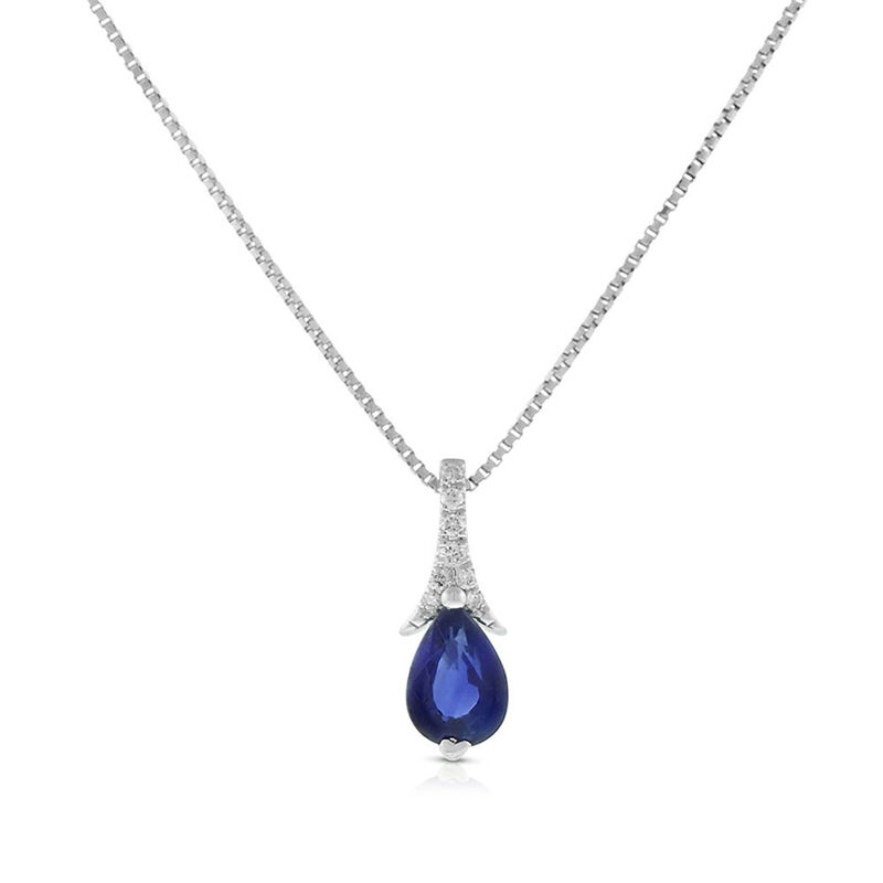 Pear-Shaped Sapphire & Diamond Necklace 14K image number 1
