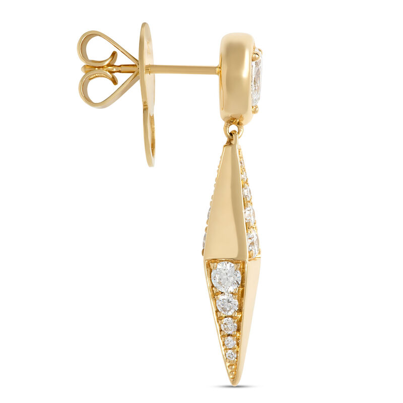 Rhombus-Shaped Dangle Earrings with Diamonds, 1 &frac12; Carat Total Weight, 18K Yellow Gold image number 1