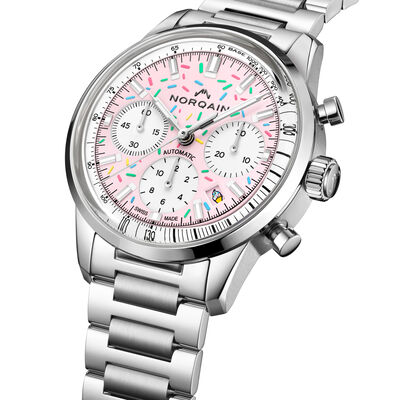 NORQAIN Freedom Chrono Enjoy Life "Sprinkles" Pink Dial Watch, 40mm